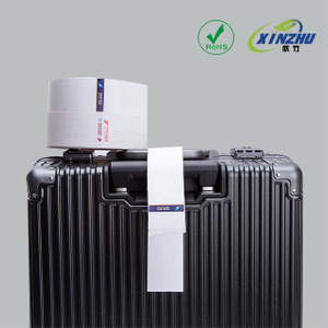 Papier thermique synth&eacute;tique imperm&eacute;able imprim&eacute; personnalis&eacute;, &eacute;tiquette autocollante pour bagages d'avion, adh&eacute;sif en Silicone thermofusible, approvisionnement d'usine